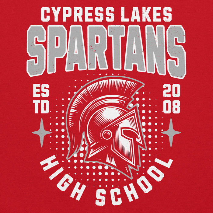 Close-up view of Cypress Lakes High School Spartans Red Classic Unisex Hoodie 204