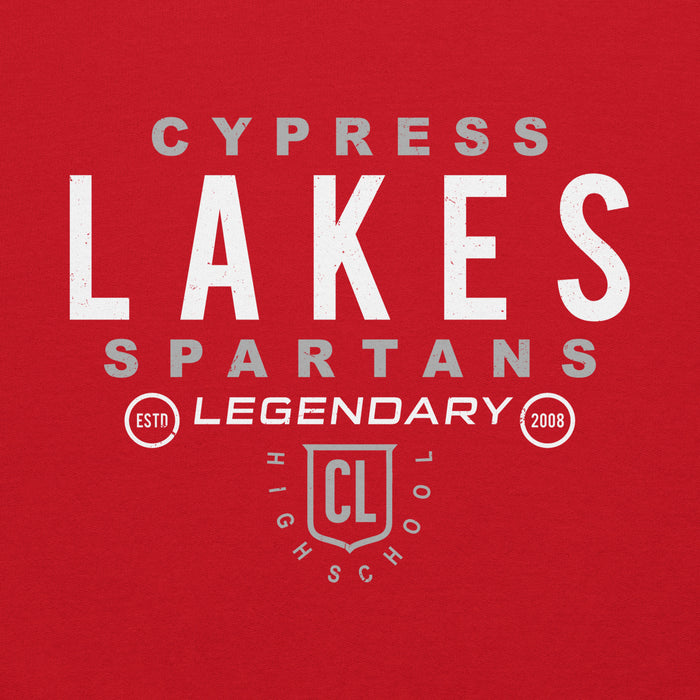 Close-up view of Cypress Lakes High School Spartans Red Classic Unisex Hoodie 003