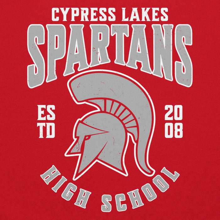 Close-up view of Cypress Lakes High School Spartans Red Classic Unisex Hoodie 213