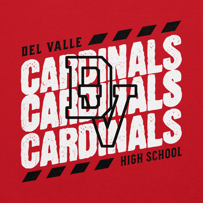 Close-up view of Del Valle High School Cardinals Red Classic Unisex Hoodie 223