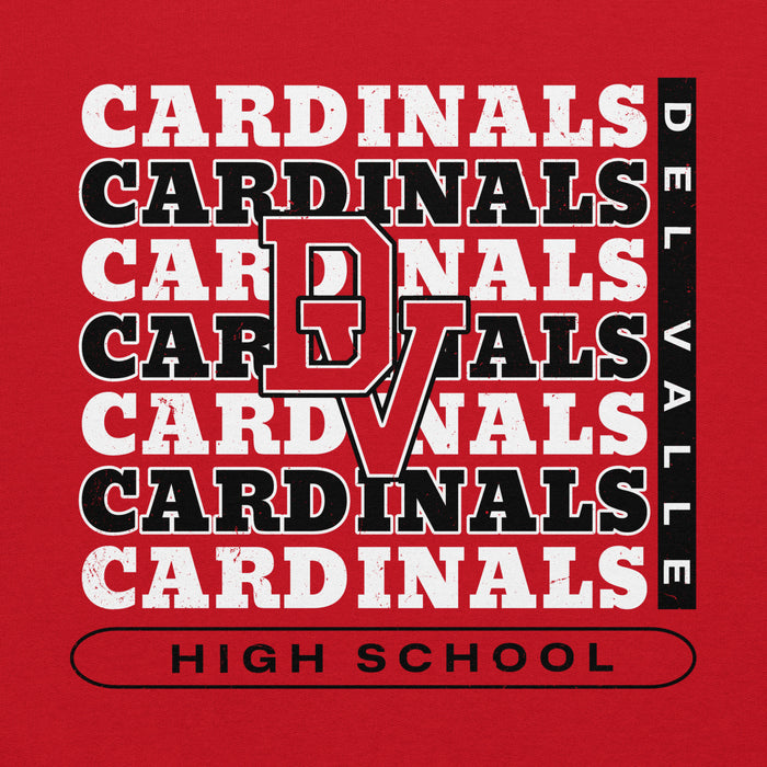 Close-up view of Del Valle High School Cardinals Red Classic Unisex Hoodie 235