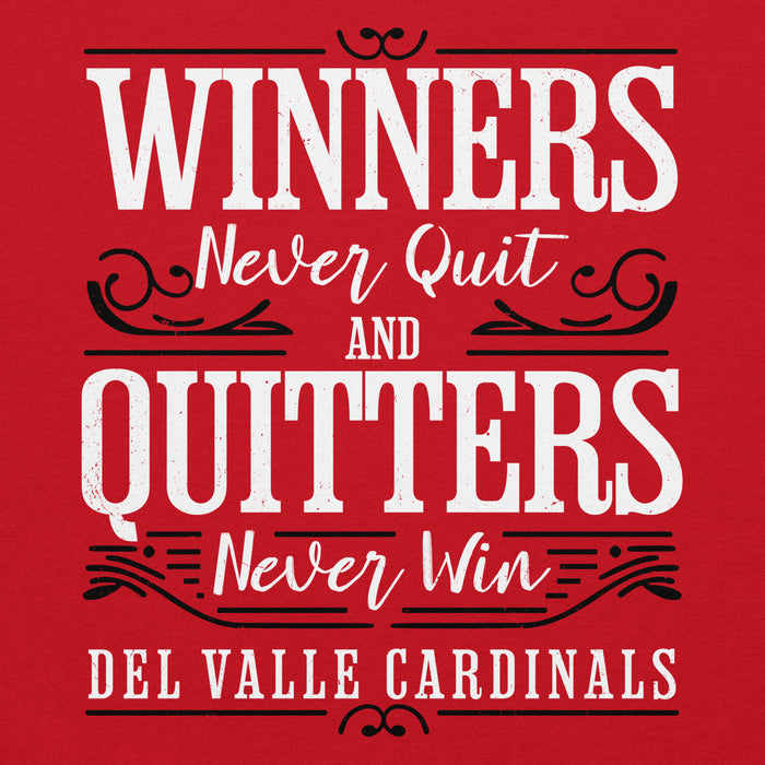 Close-up view of Del Valle High School Cardinals Red Classic Unisex Hoodie 237