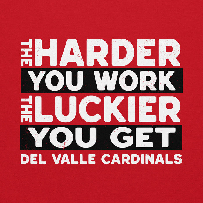 Close-up view of Del Valle High School Cardinals Red Classic Unisex Hoodie 238
