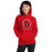 Woman wearing Del Valle High School Cardinals Red Classic Unisex Hoodie 226