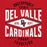 Close-up view of Del Valle High School Cardinals Red Classic Unisex Hoodie 210