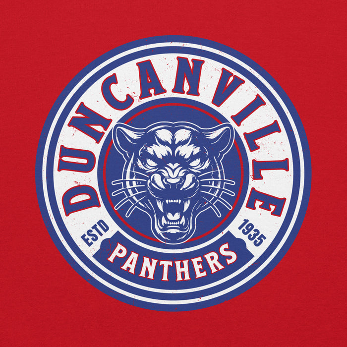 Close-up view of Duncanville High School Panthers Red Classic Unisex Hoodie 220
