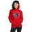 Woman wearing Duncanville High School Panthers Red Classic Unisex Hoodie 214