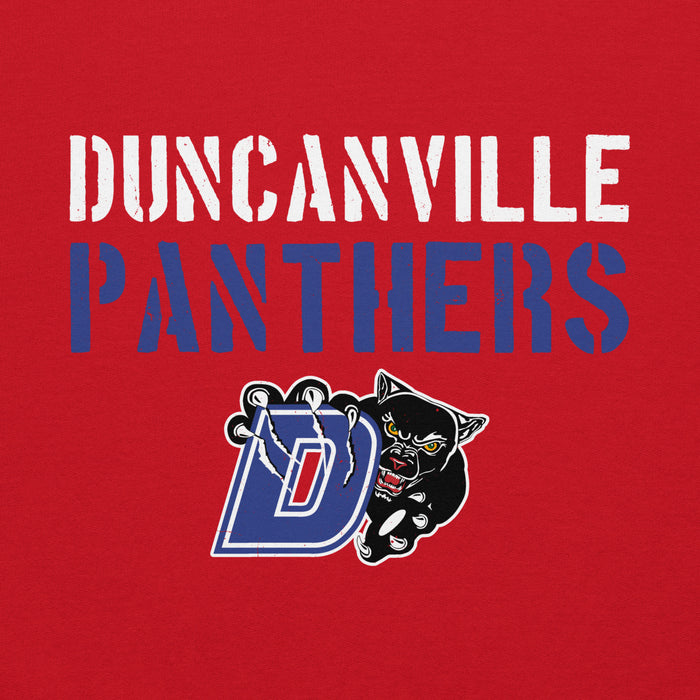 Close-up view of Duncanville High School Panthers Red Classic Unisex Hoodie 017