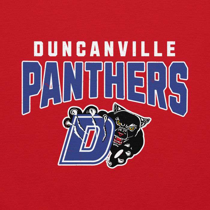 Close-up view of Duncanville High School Panthers Red Classic Unisex Hoodie 234
