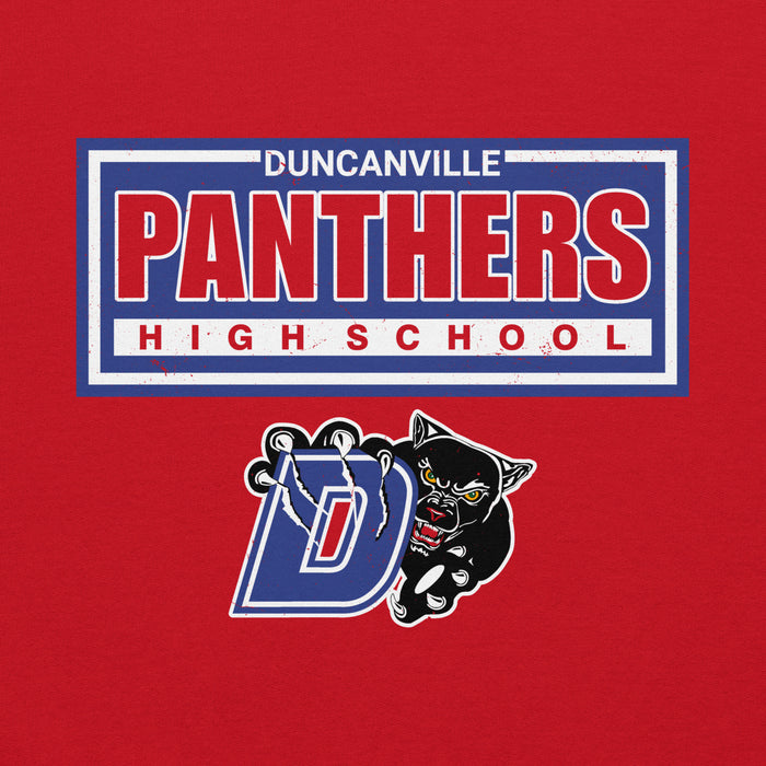 Close-up view of Duncanville High School Panthers Red Classic Unisex Hoodie 049