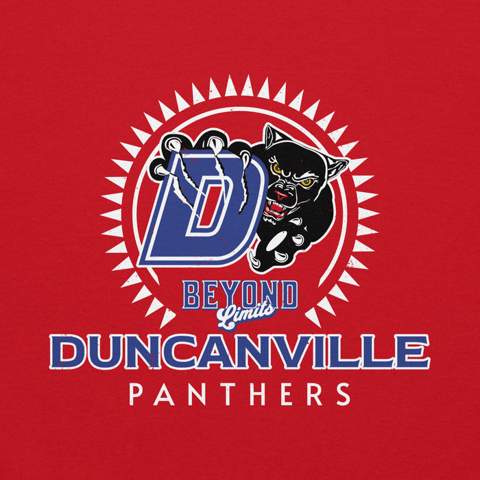 Close-up view of Duncanville High School Panthers Red Classic Unisex Hoodie 226
