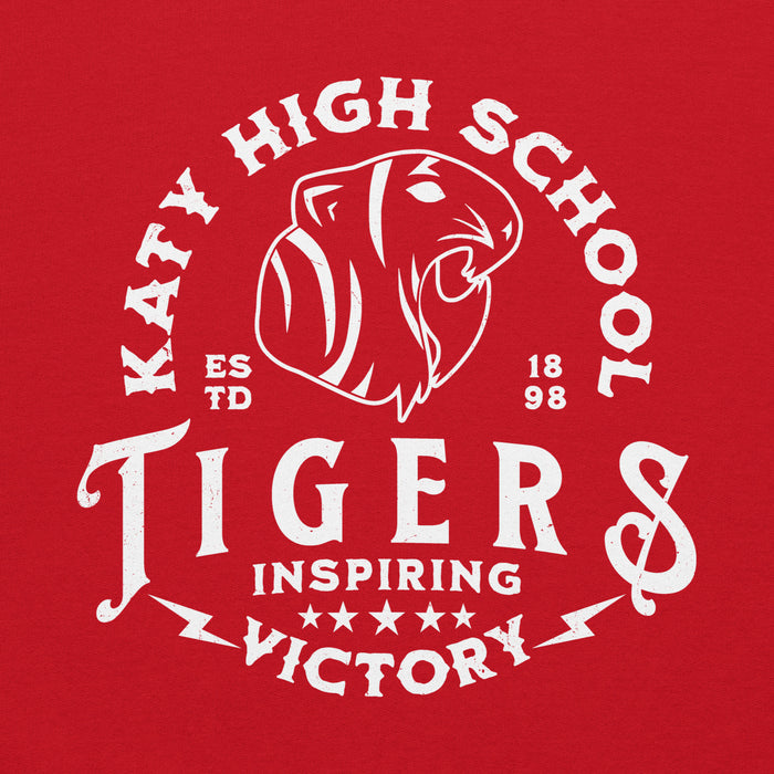 Close-up view of Katy High School Tigers Red Classic Unisex Hoodie 206