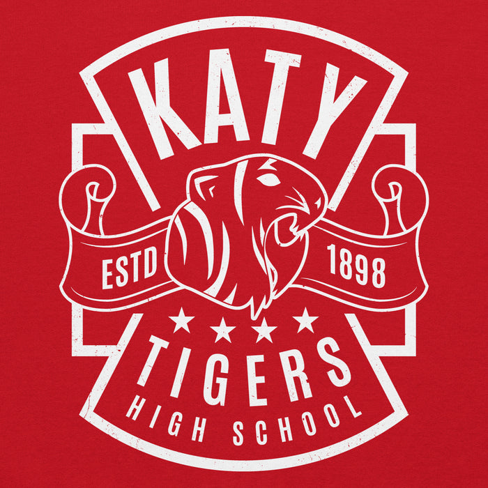 Close-upv iew of Katy High School Tigers Red Classic Unisex Hoodie 207