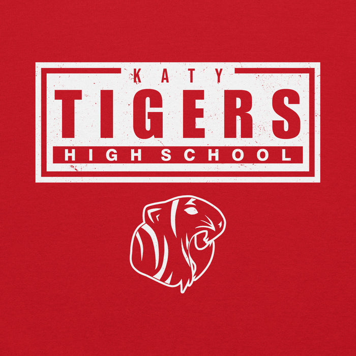 Close-up view of Katy High School Tigers Red Classic Unisex Hoodie 049