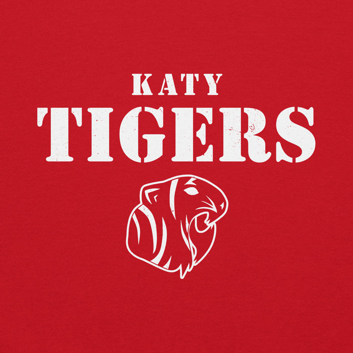 Close-up view of Katy High School Tigers Red Classic Unisex Hoodie 017