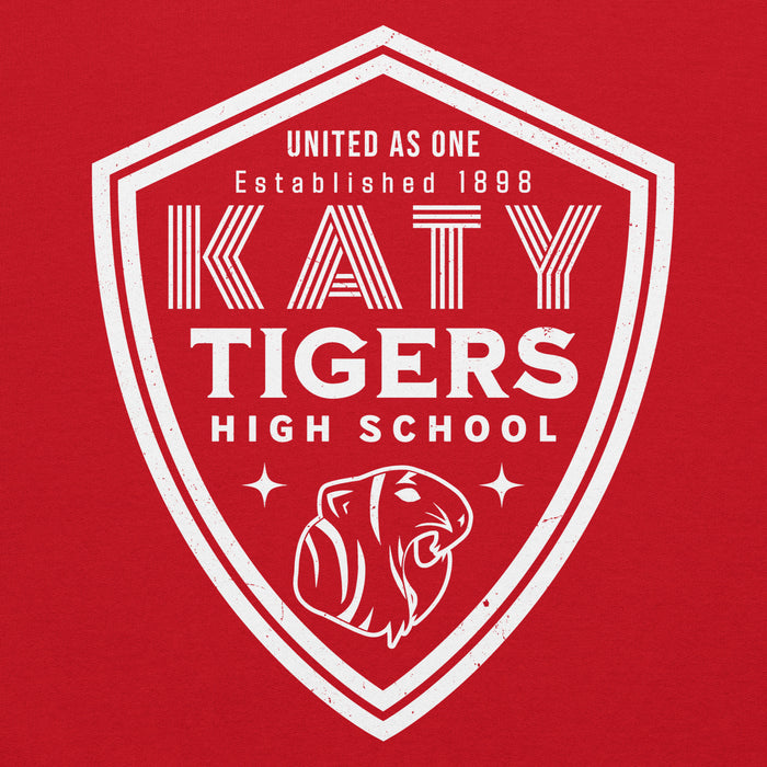 Close-up view of Katy High School Tigers Red Classic Unisex Hoodie 225