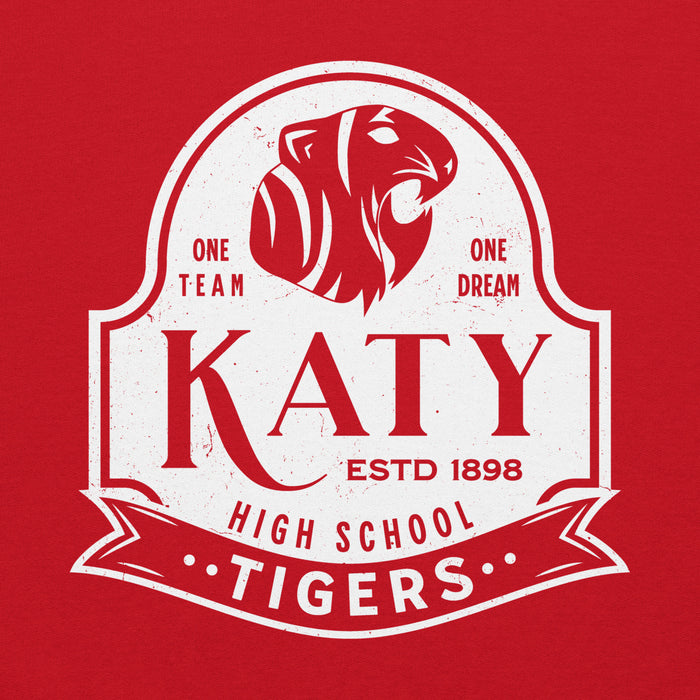 Close-up view of Katy High School Tigers Red Classic Unisex Hoodie 219