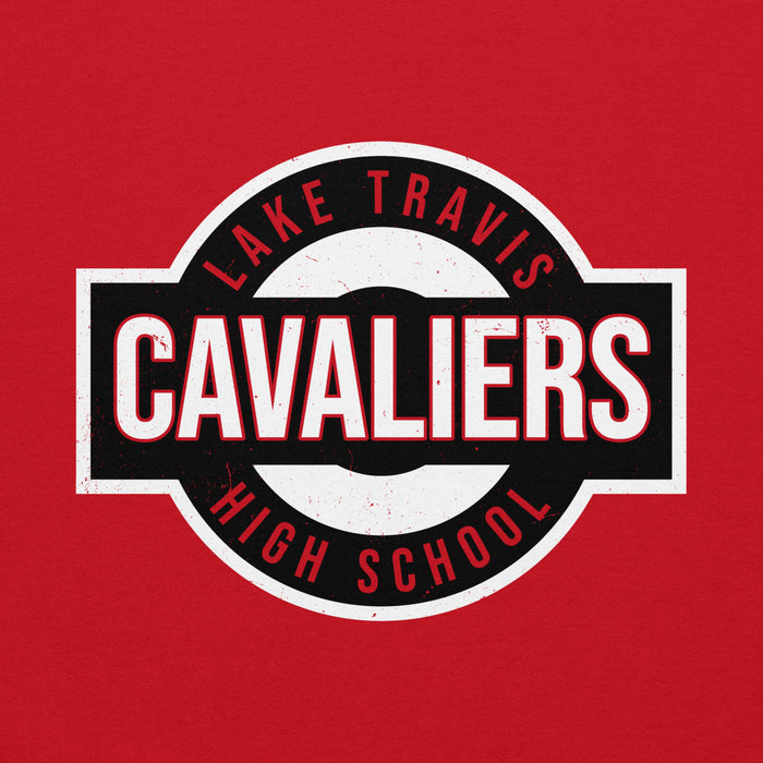 Close-up view of Lake Travis High School Cavaliers Red Classic Unisex Hoodie 011