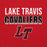 Close-up view of Lake Travis High School Cavaliers Red Classic Unisex Hoodie 024