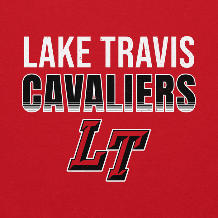 Close-up view of Lake Travis High School Cavaliers Red Classic Unisex Hoodie 024