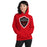Woman wearing Lake Travis High School Cavaliers Red Classic Unisex Hoodie 225