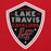 Close-up view of Lake Travis High School Cavaliers Red Classic Unisex Hoodie 225