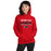 Woman wearing Langham Creek High School Lobos Red Classic Unisex Hoodie 024