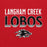 Close-up view of Langham Creek High School Lobos Red Classic Unisex Hoodie 024