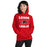 Woman wearing Langham Creek High School Lobos Red Classic Unisex Hoodie 233
