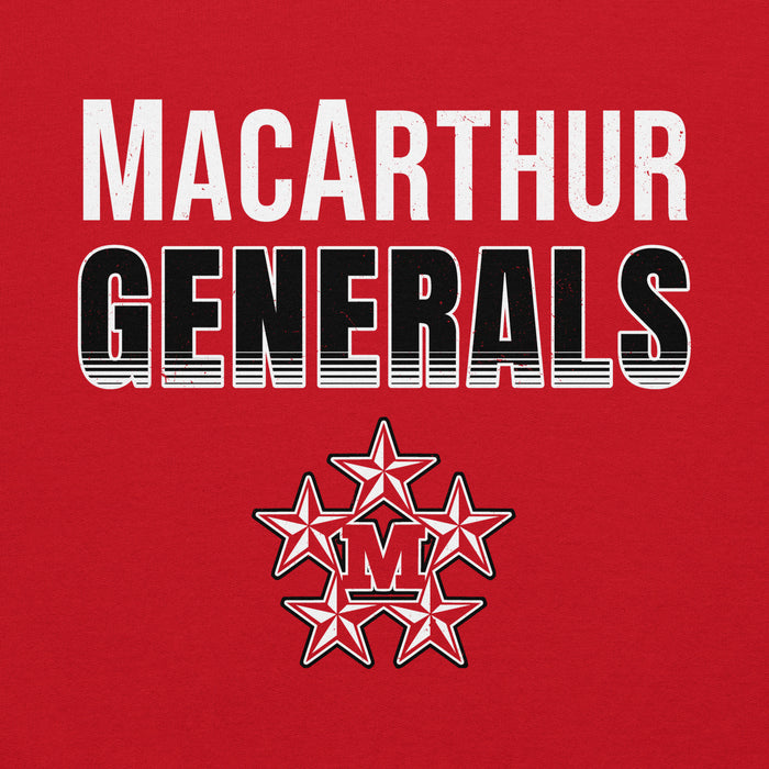 Close-up view of MacArthur High School Generals Red Classic Unisex Hoodie 024