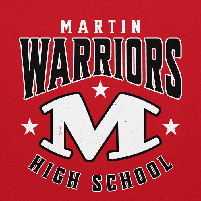 Close-up view of Martin High School Warriors Red Classic Unisex Hoodie 213