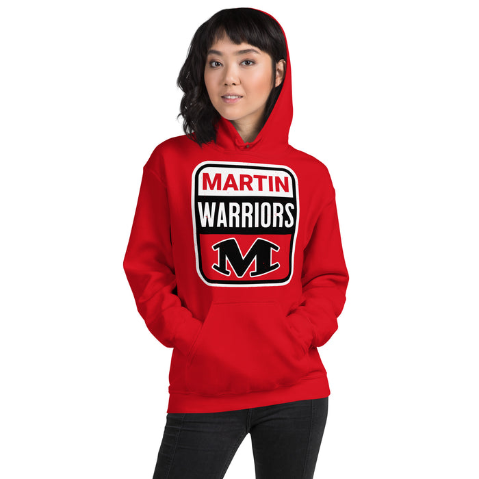 Woman wearing Martin High School Warriors Red Classic Unisex Hoodie 001
