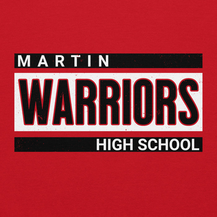 Close-up view of Martin High School Warriors Red Classic Unisex Hoodie 098