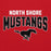Close-up view of North Shore High School Mustangs Red Classic Unisex Hoodie 234