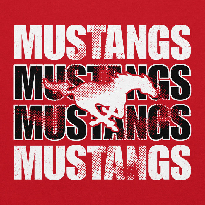 Close-up view of North Shore High School Mustangs Red Classic Unisex Hoodie 233