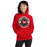 Woman wearing North Shore High School Mustangs Red Classic Unisex Hoodie 203
