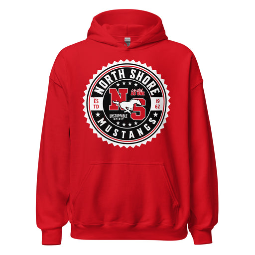 North Shore High School Mustangs Red Classic Unisex Hoodie 203