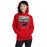 Woman wearing North Shore High School Mustangs Red Classic Unisex Hoodie 001