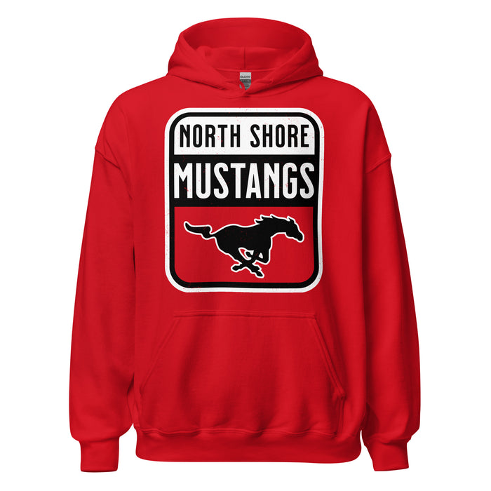 North Shore High School Mustangs Red Classic Unisex Hoodie 001