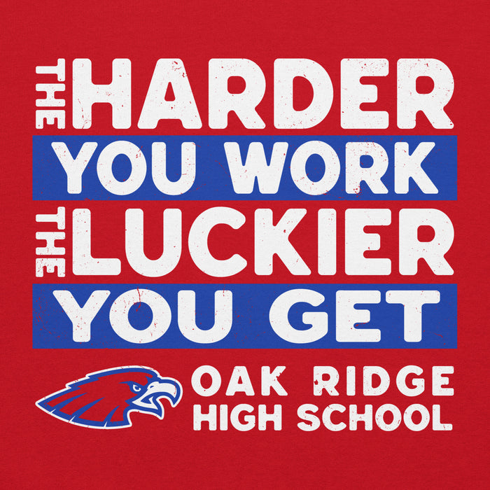 Close-up view of Oak Ridge High School War Eagles Red Classic Unisex Hoodie 238