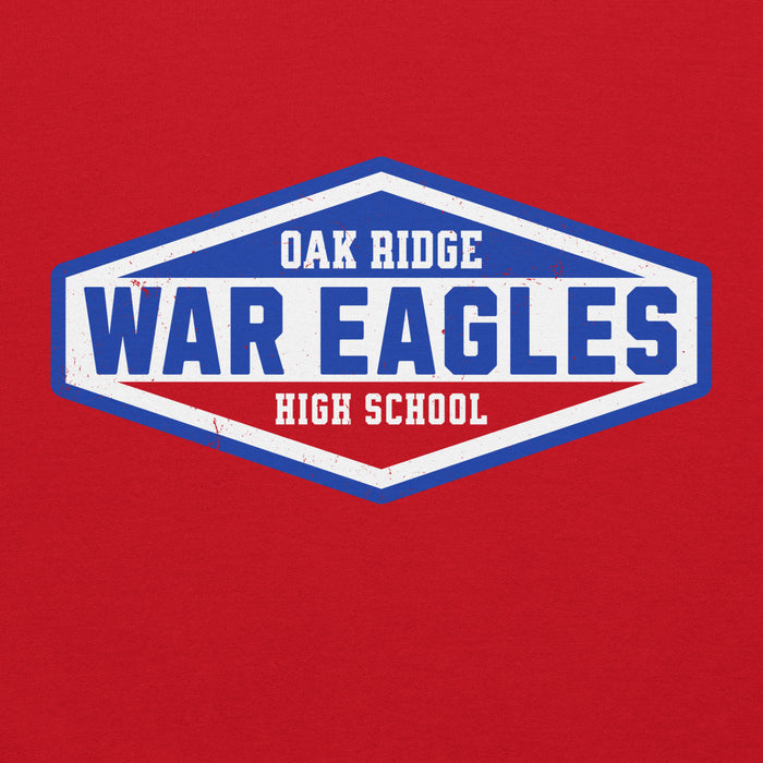 Close-up view of Oak Ridge High School War Eagles Red Classic Unisex Hoodie 009