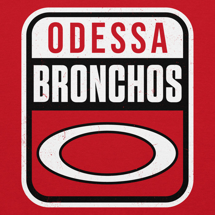 Close-up view of Odessa High School Bronchos Red Classic Unisex Hoodie 001
