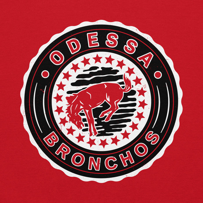 Close-up view of Odessa High School Bronchos Red Classic Unisex Hoodie 216