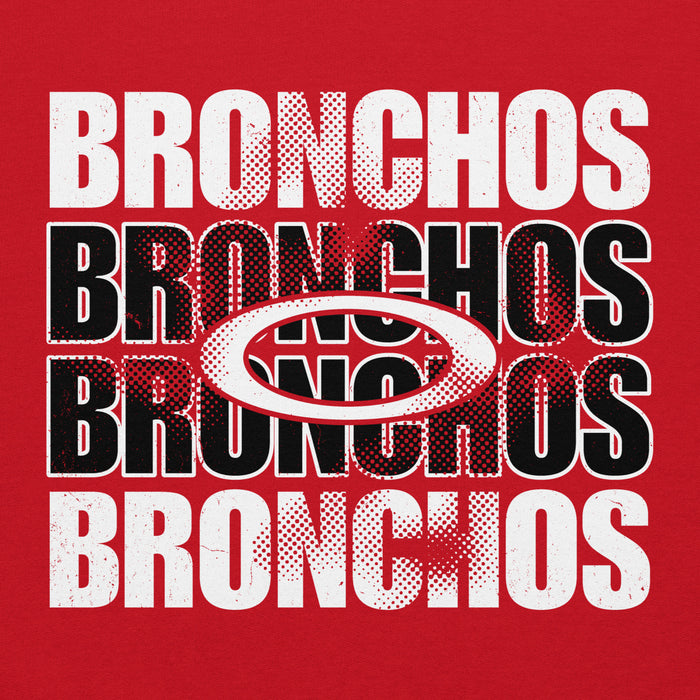 Close-up view of Odessa High School Bronchos Red Classic Unisex Hoodie 233