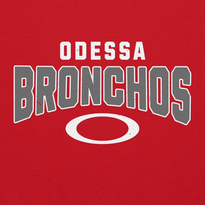 Close-up view of Odessa High School Bronchos Red Classic Unisex Hoodie 234