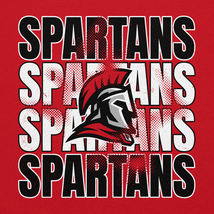 Close-up view of Porter High School Spartans Red Classic Unisex Hoodie 233