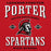 Close-up view of Porter High School Spartans Red Classic Unisex Hoodie 230