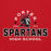 Red classic hoodie with 'Porter Spartans High School' logo featuring a Spartan helmet. - design 222