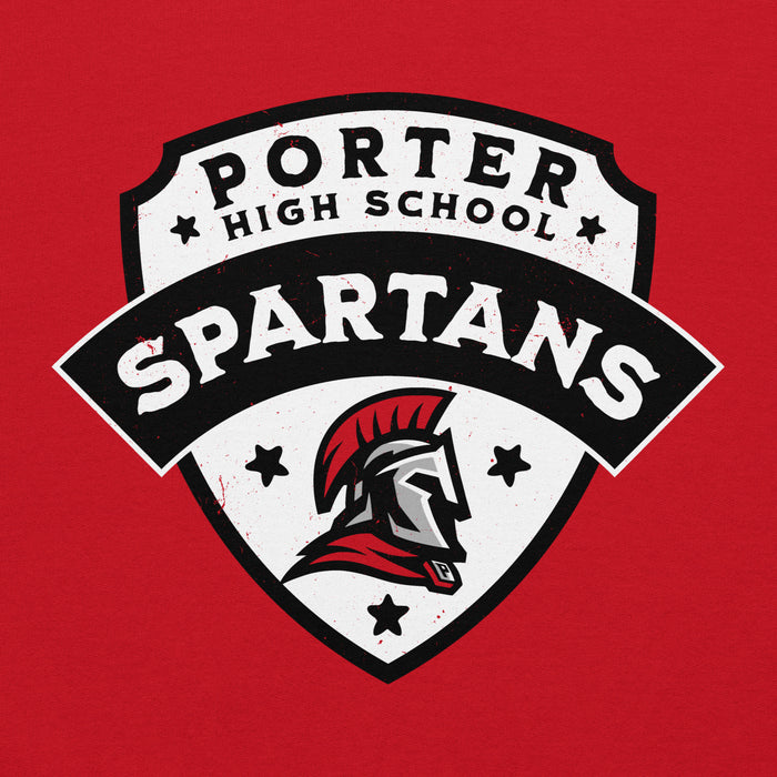 Porter High School Spartans logo on a red background - classic hoodie design 221