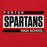 Close-up view of Porter High School Spartans Red Classic Unisex Hoodie 098